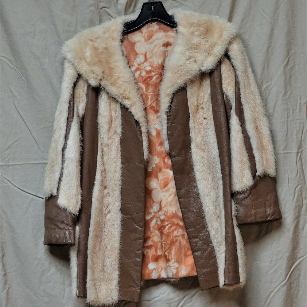 Blonde Mink with Brown leather Panels